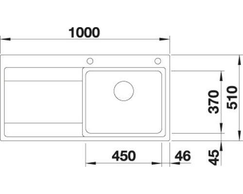 Schéma technique d''un évier avec dimensions.