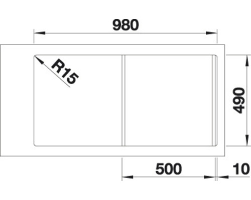Dessin technique d''un évier avec indications de dimensions