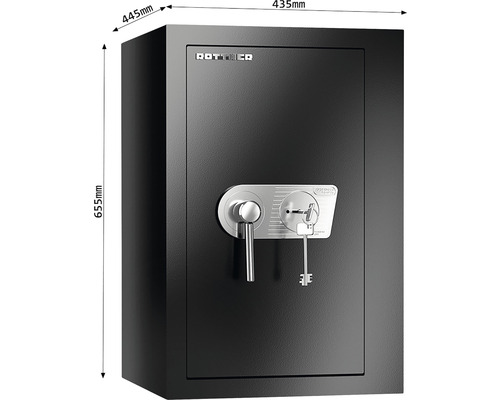 Coffre-fort Rottner avec clé, 655x435x445mm