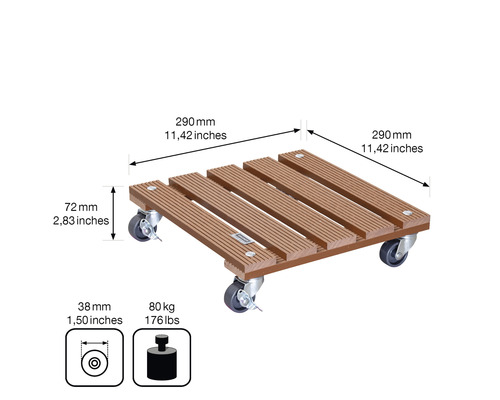 Planche à roulettes en bois avec dimensions