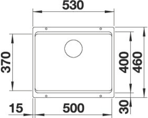 Dessin technique d''un évier avec dimensions en millimètres