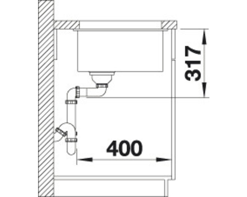 Schéma technique d''un évier avec dimensions