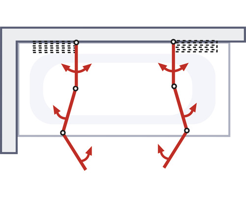 Illustration der verstellbaren Aufhängung eines Spiegelschrankes