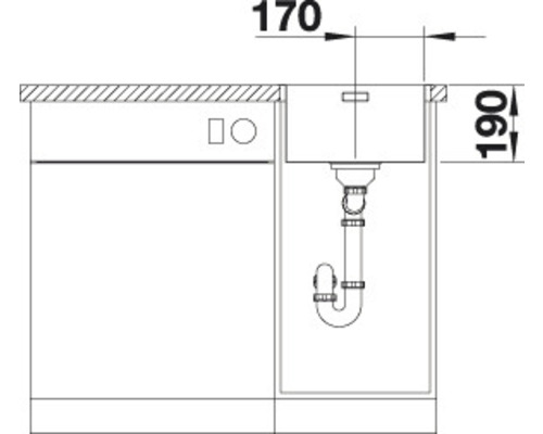Dessin technique d''un évier de cuisine avec dimensions.