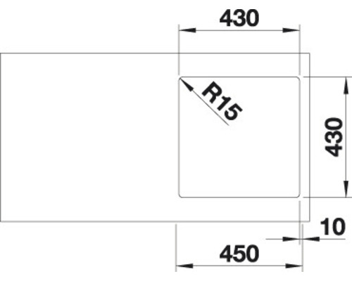 Dessin technique d''un évier de cuisine avec dimensions