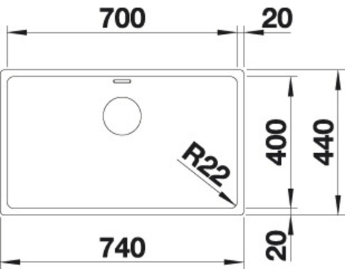 Schéma technique d''un évier avec dimensions