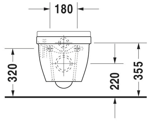 Schéma technique d''un WC suspendu avec cotes