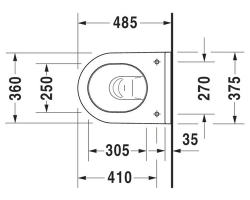 Schéma technique d''un WC suspendu avec indications de dimensions