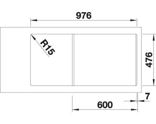 Dessin technique d''un évier avec dimensions
