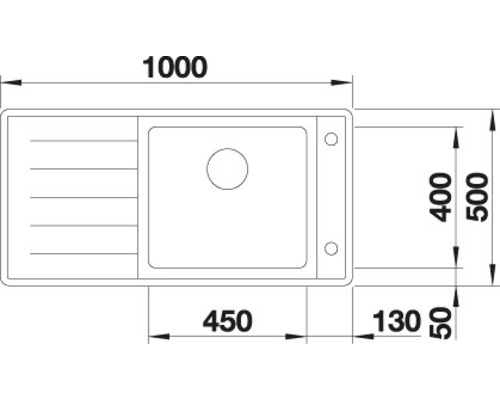 Schéma technique d''un évier avec dimensions