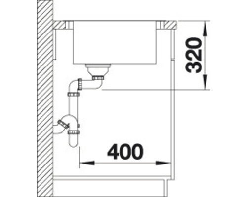 Dessin technique d''un lavabo avec dimensions