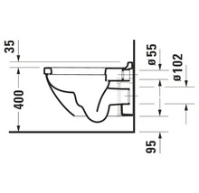 Schéma technique d''un WC suspendu avec dimensions.