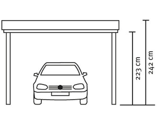 Image d''un abri de voiture avec des indications de hauteur