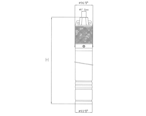 Schéma technique d''un produit de pompe avec indications de dimension