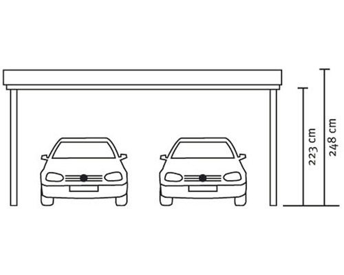 Représentation d''un double carport avec dimensions.