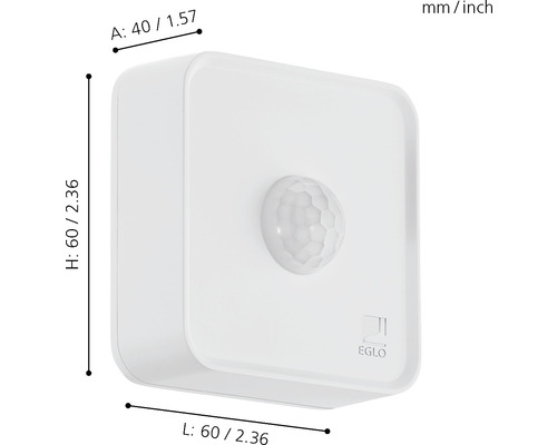 Détecteur de mouvement EGLO avec des dimensions hauteur 60 millimètres, longueur 60 millimètres et largeur 40 millimètres