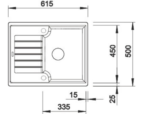 Dessin d''un évier avec indications de dimensions