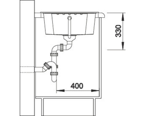 Schéma d''un lavabo avec dimensions : 330 x 400 mm
