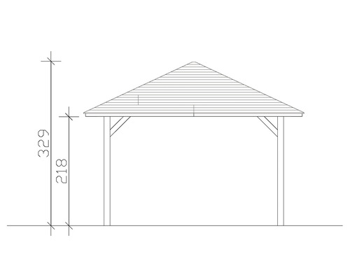 Schéma d''un pavillon de jardin avec dimensions