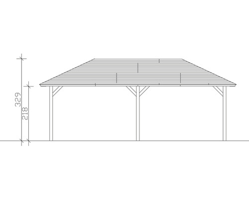 Schéma technique d''un pavillon avec indication des dimensions
