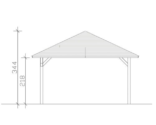 Technische Zeichnung eines Pavillons mit Höhenangaben