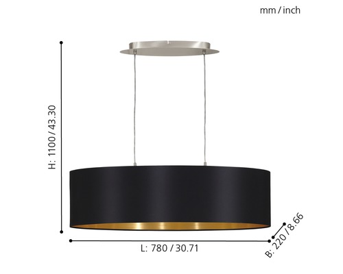 Abmessungen einer Hängelampe