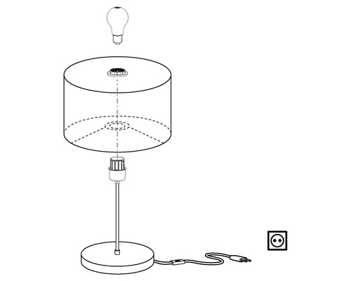 Schéma éclaté d''une lampe de table avec abat-jour