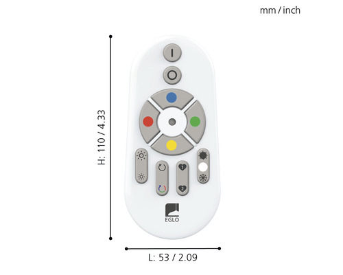 Télécommande EGLO mesurant 110 x 53 millimètres