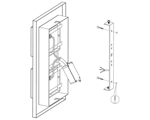 Installationshinweise für eine Leuchte mit Befestigungsmaterial