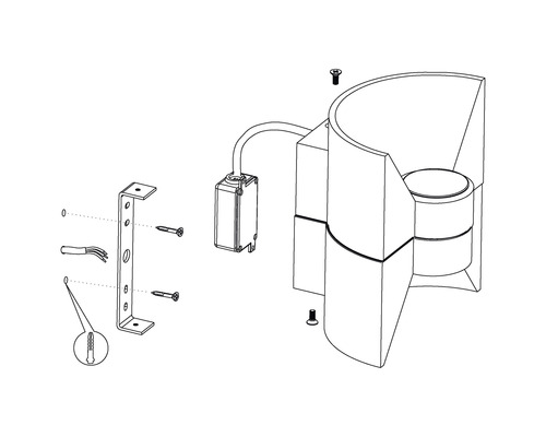 Montageanleitung für eine Wandleuchte mit Zubehör
