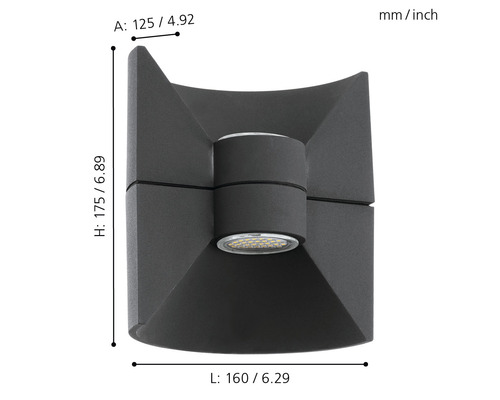 Abmessungen der Wandleuchte