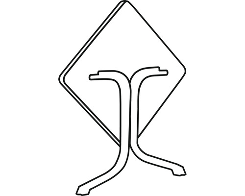 Dessin schématique d''une table carrée avec base à quatre pieds
