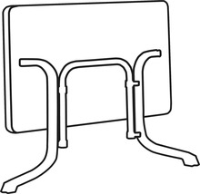 Image d''une table pliante vue de derrière avec un cadre en métal