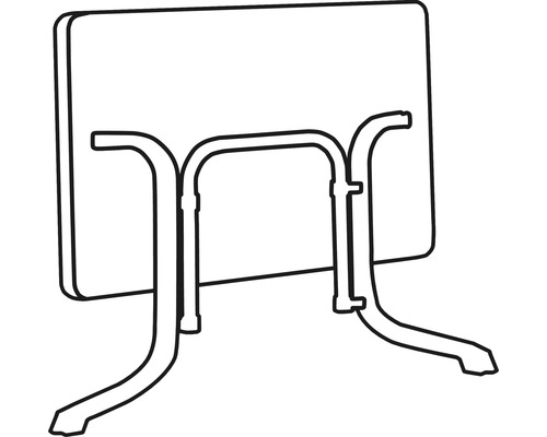 Image d''une table pliante vue de derrière avec un cadre en métal