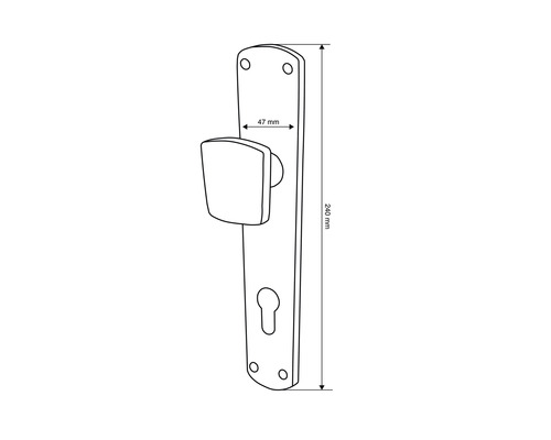 Illustration eines Türgriffs mit Maßen 240 mm Höhe und 47 mm Tiefe