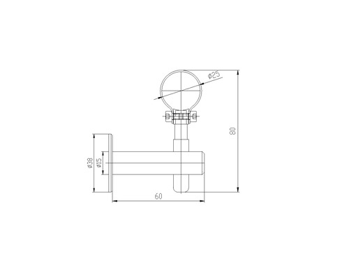 Technische Zeichnung eines Badezimmeraccessoires mit Maßangaben