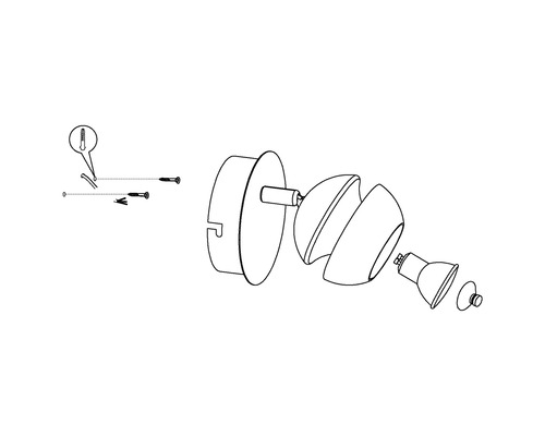 Schéma éclaté d''une applique murale avec accessoires de montage