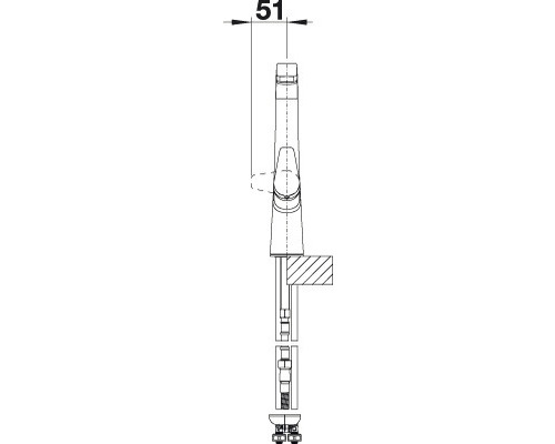 Zeichnung einer Armatur mit der Maßangabe 51 Millimeter.