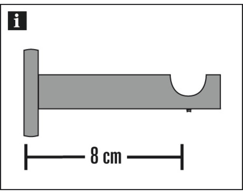 Support de tringle à rideaux avec indication de la longueur de 8 cm