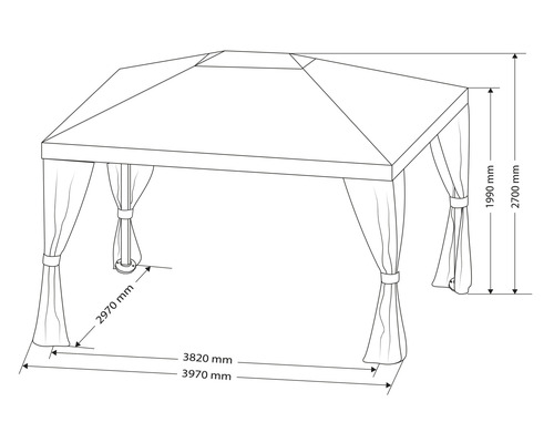 Dessin technique d''un pavillon de jardin avec les dimensions