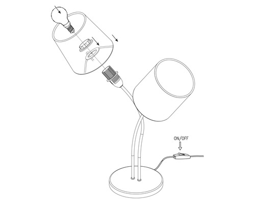 Instructions de montage pour une lampe de table avec abat-jour et interrupteur marche/arrêt