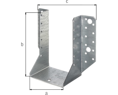 Support de poutre métallique avec dimensions a, b et c