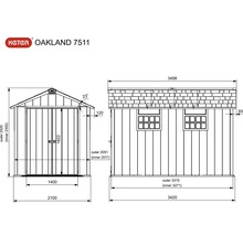 Kunststoffgerätehaus Keter Oakland 7511 mit Fußboden 229 x 350 cm grau