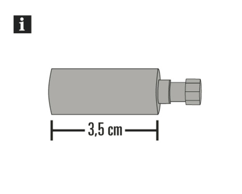 Darstellung eines 3,5 Zentimeter langen Verbindungsstücks