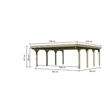 Holz Carport mit Maßangaben