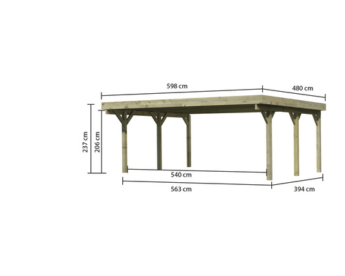 Abbildung eines Carports mit Größenangaben.