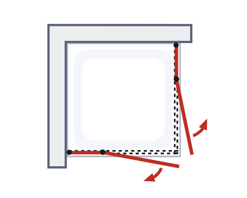 Illustration d''une cabine de douche avec fonction de porte pivotante