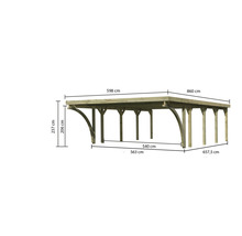 Abbildung eines Carports mit Maßangaben