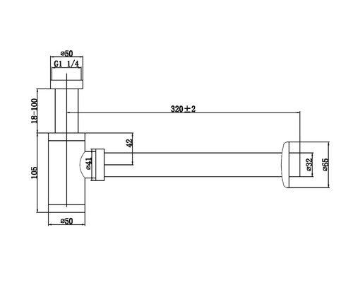 Dessin technique d''un siphon avec dimensions