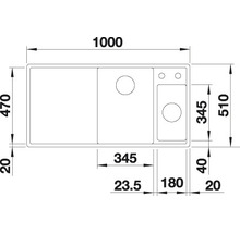 Spüle Blanco AXIA III 6 S 1000 x 510 mm felsgrau ohne Multifunktionsschale 524644 1 Spülbecken Mit Tropffläche Becken links